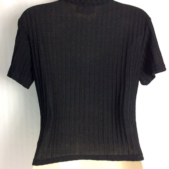 4/$25 Vintage Tiramisu Black Mock Neck Shirt Top Petite - Picture 5 of 7